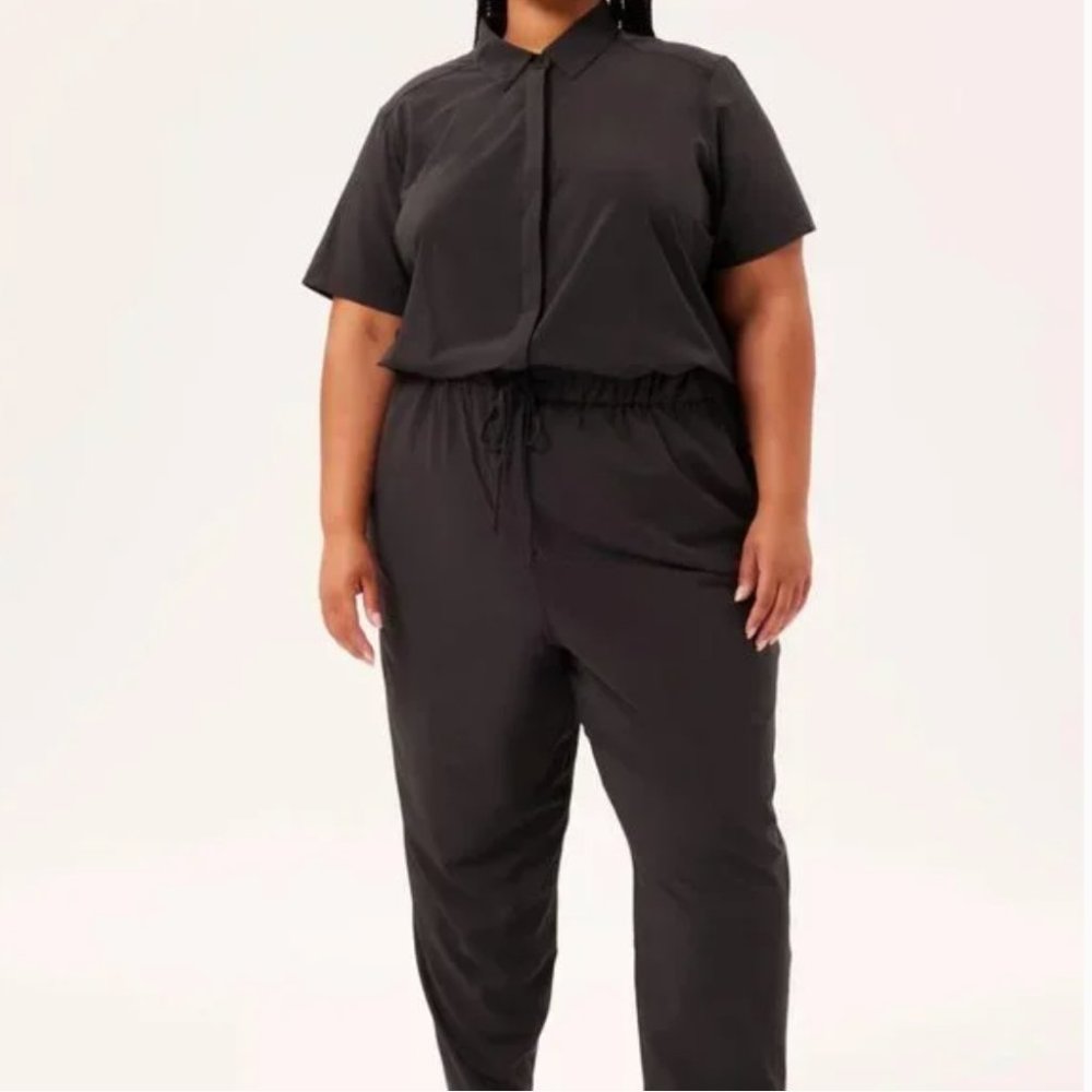 Black Stretch Woven Jumpsuit